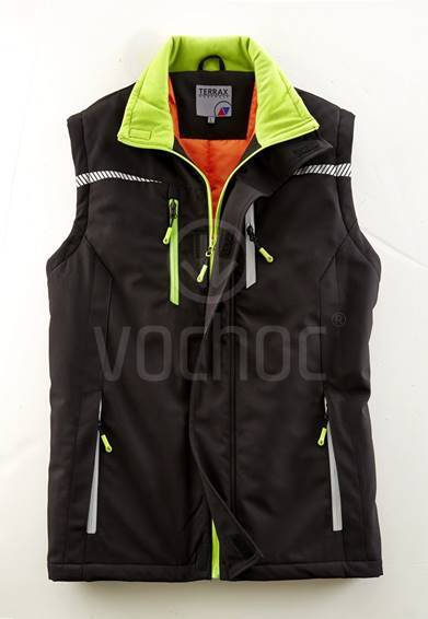 Softshellová vesta s kontrastními doplňky Terrax 30317, černo- limetková