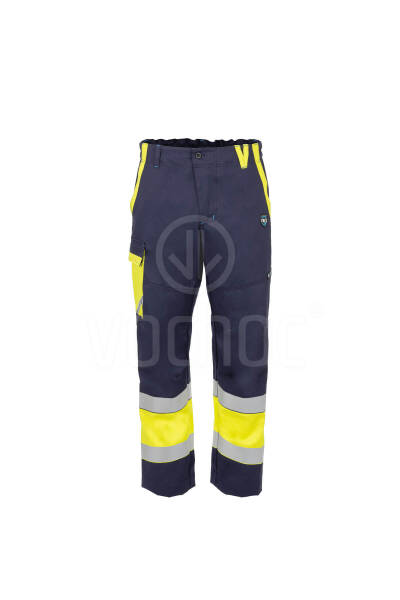 Nehořlavé antistatické pracovní kalhoty do pasu GOODPRO JAKUB Hi-Vis, žlutá/navy blue