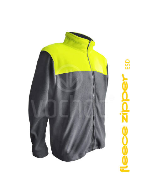 Pracovní mikina CHAMEO FLEECE ZIPPER ESD, šedá/žlutá