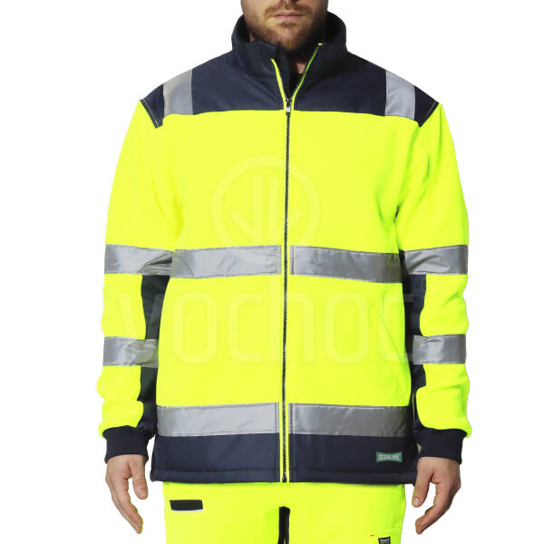 Pánská reflexní fleecová mikina Issaline Workia HiVi, žlutá/navy