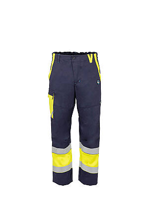 Nehořlavé antistatické pracovní kalhoty do pasu GOODPRO JAKUB Hi-Vis, žlutá/navy blue